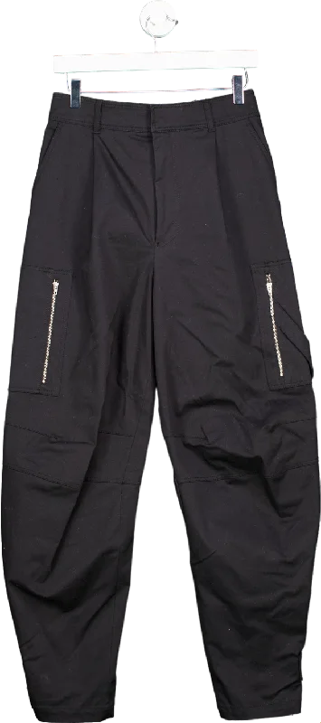 Zara Black Cargo Trousers UK XS Trousers Chinos Classic