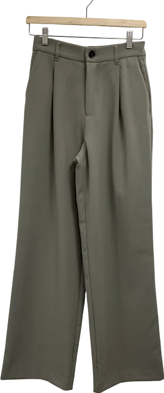 ZARA Green Trousers With Double Pleat UK XS Trousers Seasonal Trendy